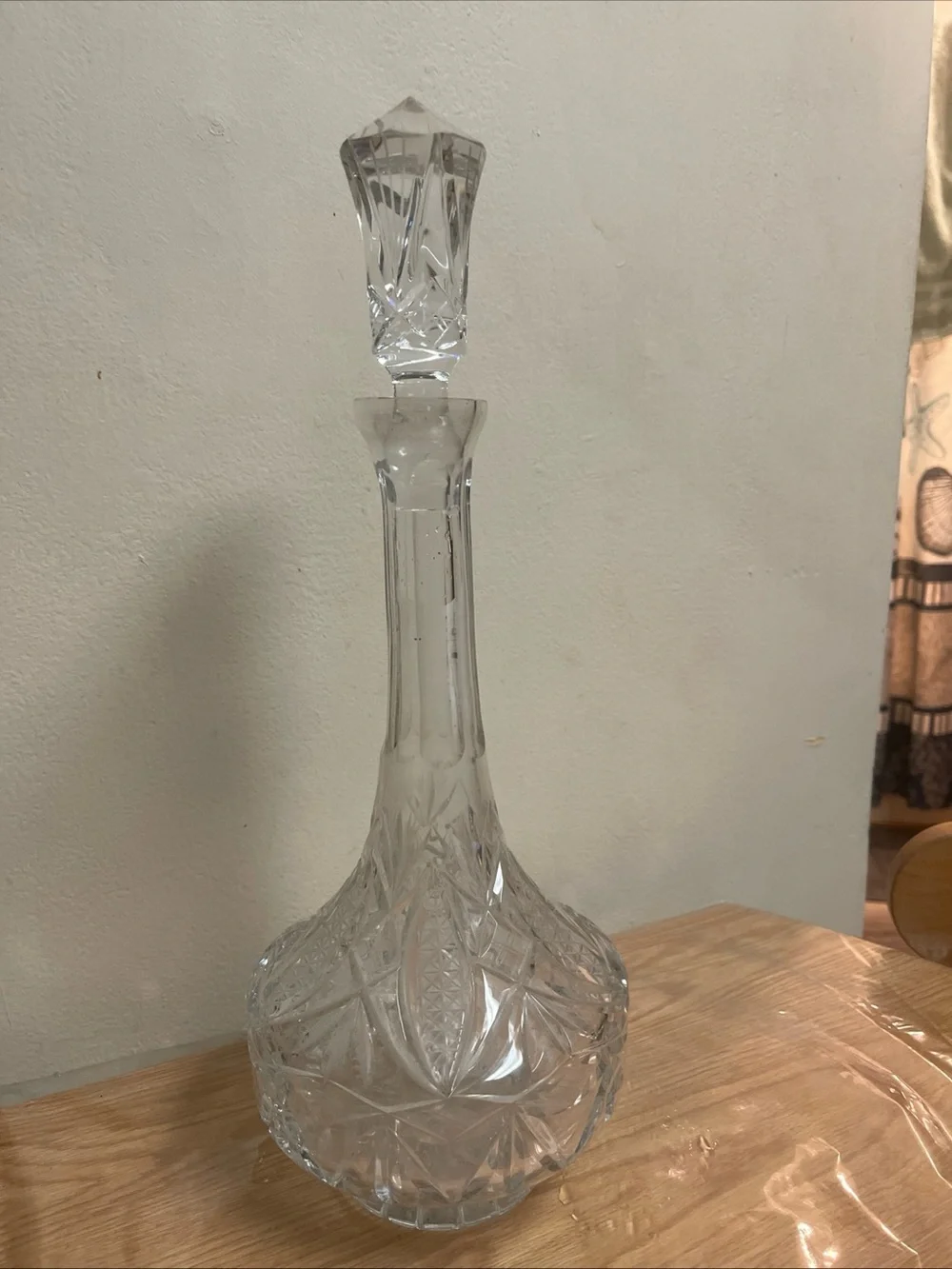 Clear Crystal Cut Glass Decanter with Stopper
